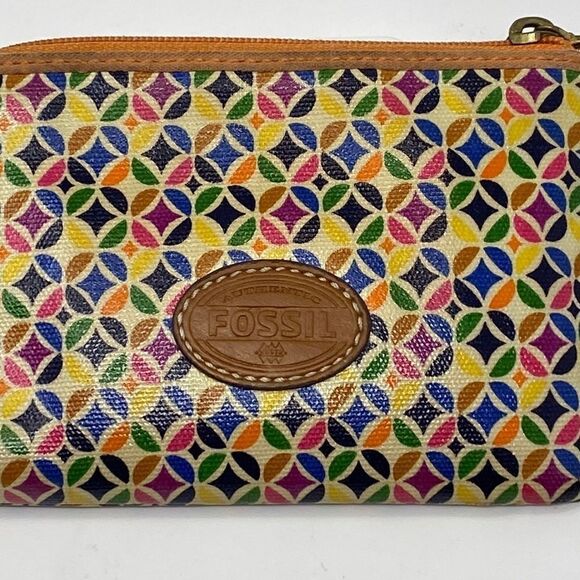Fossil Coated Canvas & Leather Wristlet Wallet - Picture 1 of 7